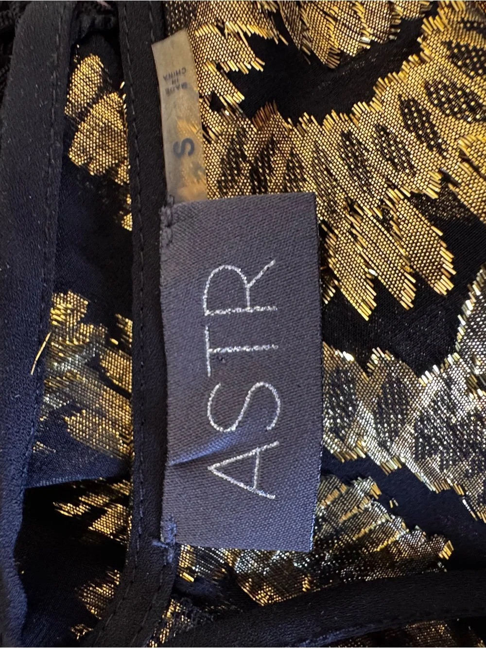 Astr Metallic Gold & Black Fringe Tank Top - Picture 3 of 3